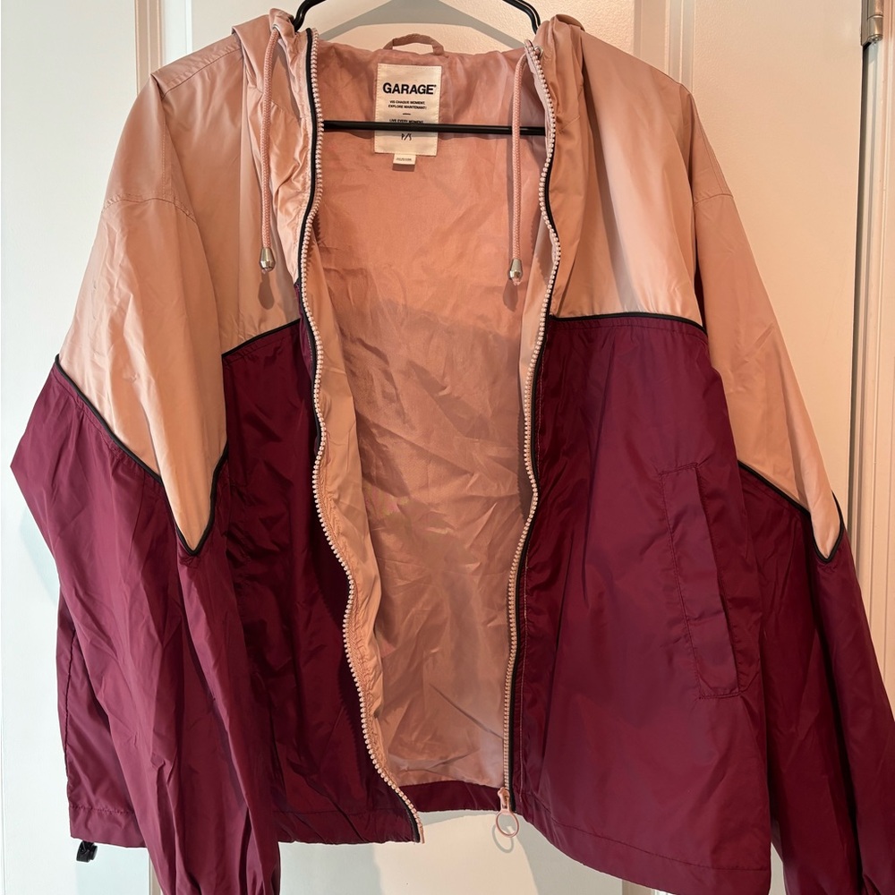 Garage Women's Two-Tone Bomber Jacket - Maroon and Light Pink